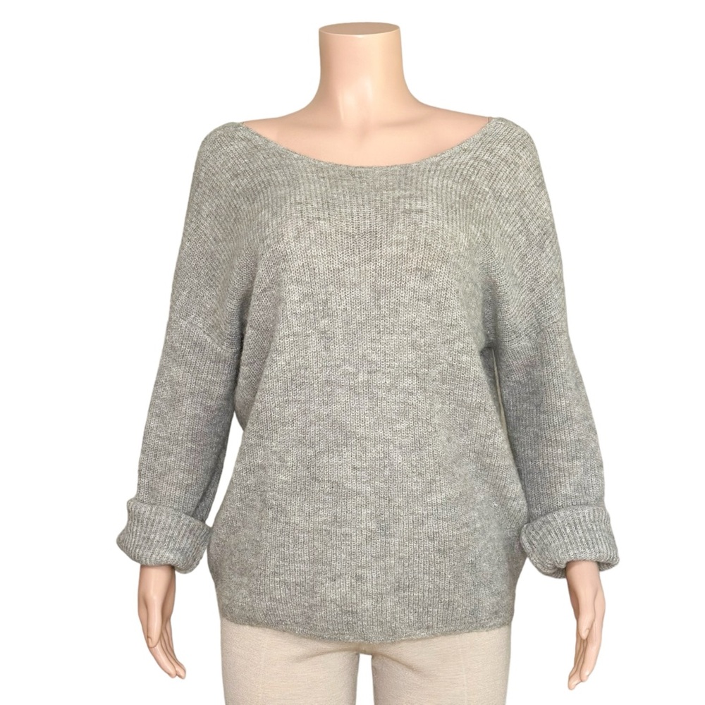 SÉZANE Cassie Reversible Lace-Up Mohair/Alpaca Knit Jumper, Grey Melange, Large